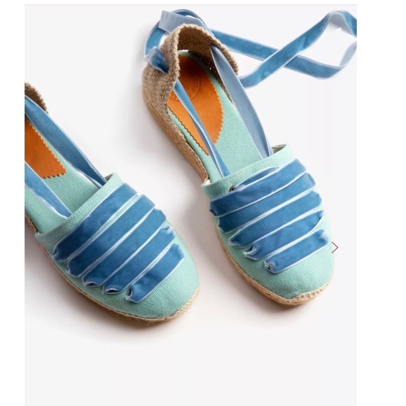 Castañer Shoes - Penelope Chilvers Low Valenciana Dali‎ Espadrilles Sky/Blue Velvet Anthropologie